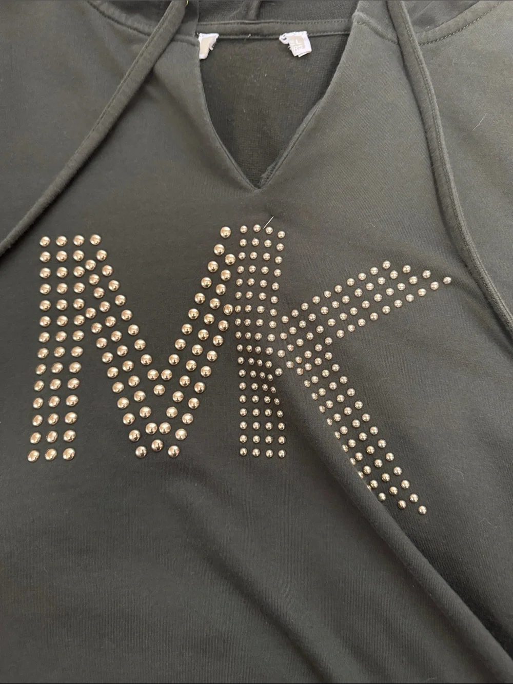 Michael Kors Olive Green Studded MK Hooded Pullover